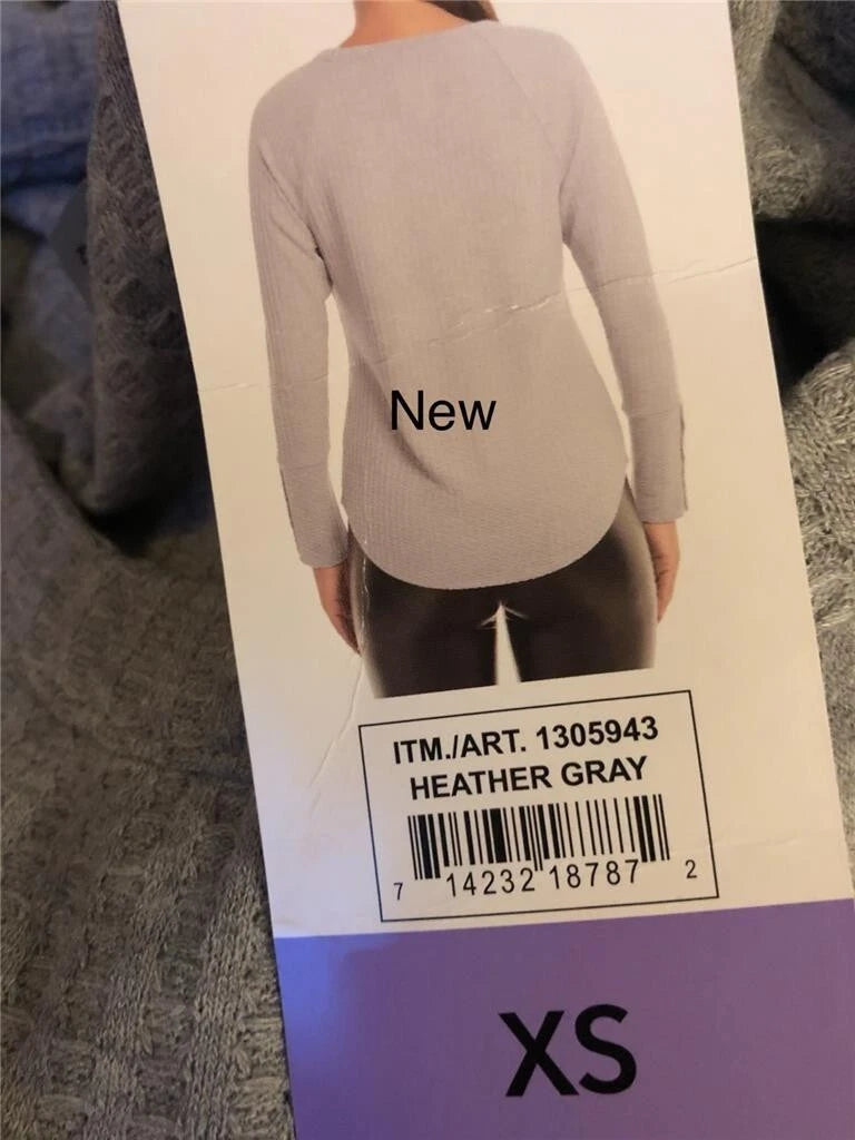 Chaser Ladies' Waffle Thermal Top, HEATHER GREY, XS