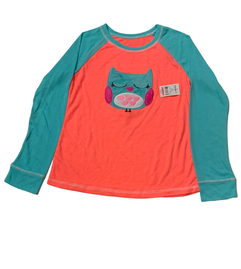 Secret Treasures Girl's 2 Piece Long Sleeve Pajama Set, Coral-Blue, L 10/12