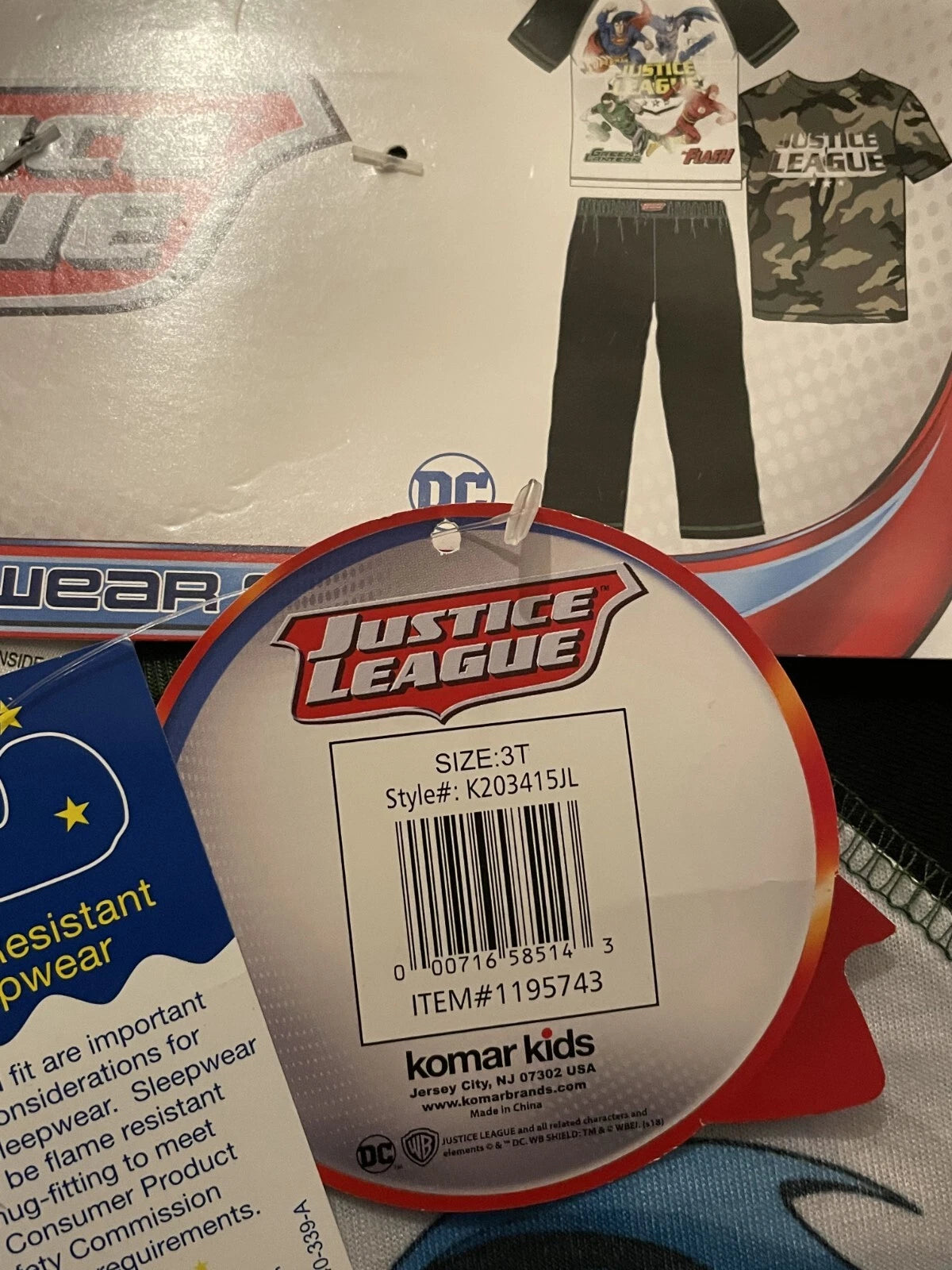 DC COMIC Boy's' Justice League Flash 3-Piece Pajama Set, CAMO, 3T