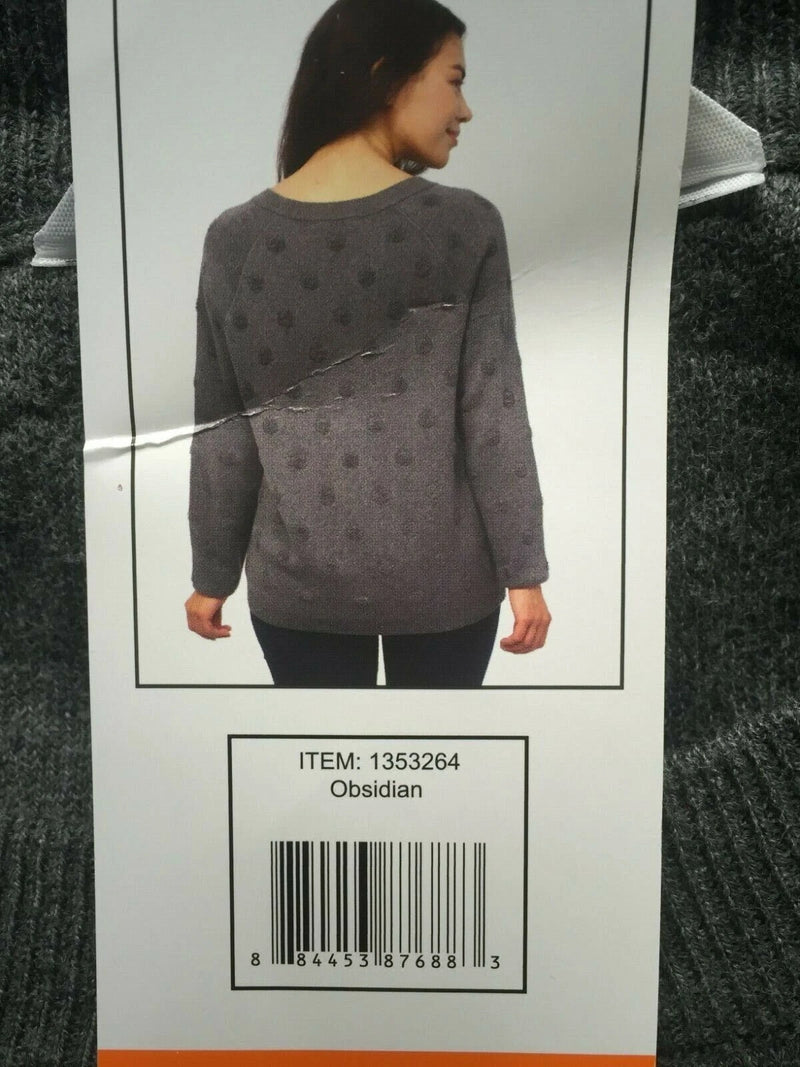 Leo &amp; Nicole Ladies' Pullover Sweater with Textured Circles, Obsidian , XXL