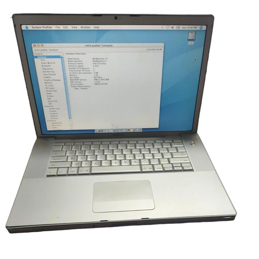 APPLE MacBook PRO A1150 -15" Intel Core Duo 1GB Ram 80GB HDD
