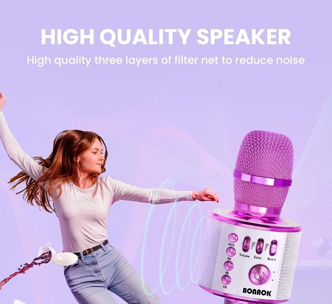 Bonaok 3-In-1 Portable Handheld Wireless Bluetooth Karaoke Microphone / Speaker