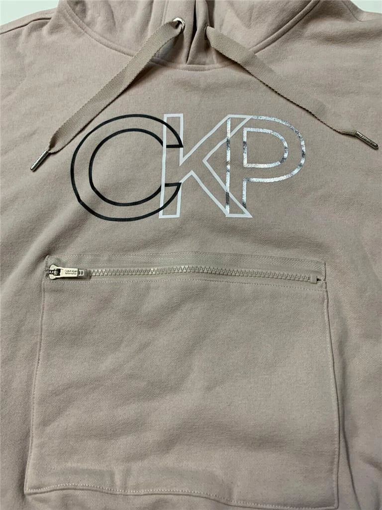 Calvin Klein Performance Women's Long Sleeve CKP Front Logo Crop Hoodie-Medium