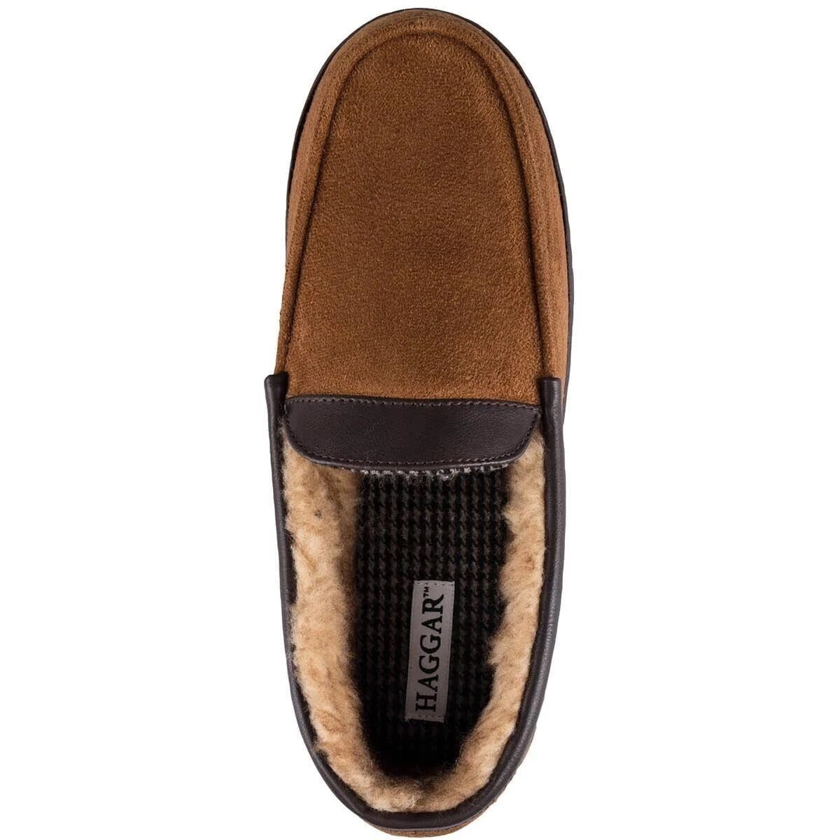 Haggar Mens Faux Sued Slip On Loafer Slippers, TAN, XXL 13-14