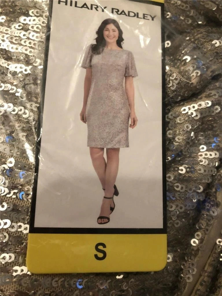 Hilary Radley Womens Sequin Dress, CHAMPAGNE, Small