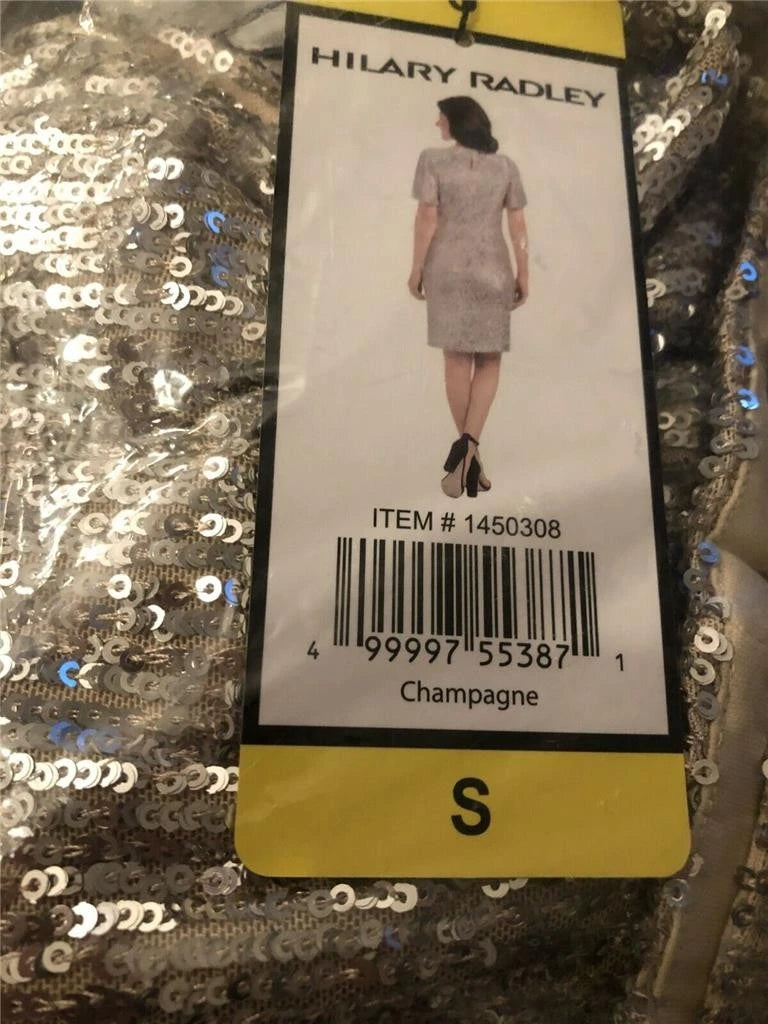 Hilary Radley Womens Sequin Dress, CHAMPAGNE, Small
