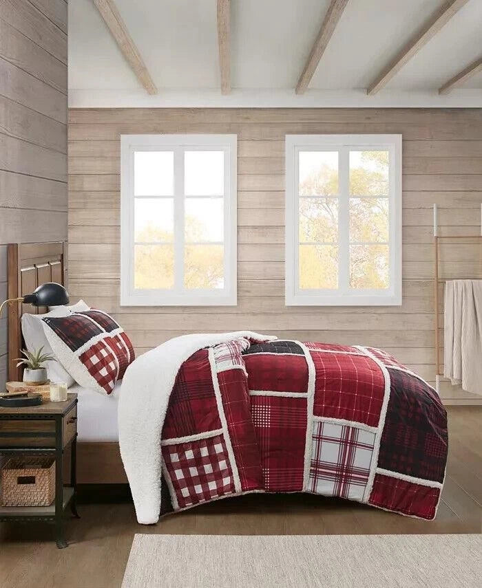 PREMIER COMFORT Patchwork Sherpa 3pc Com 3pc Comforter Set -King