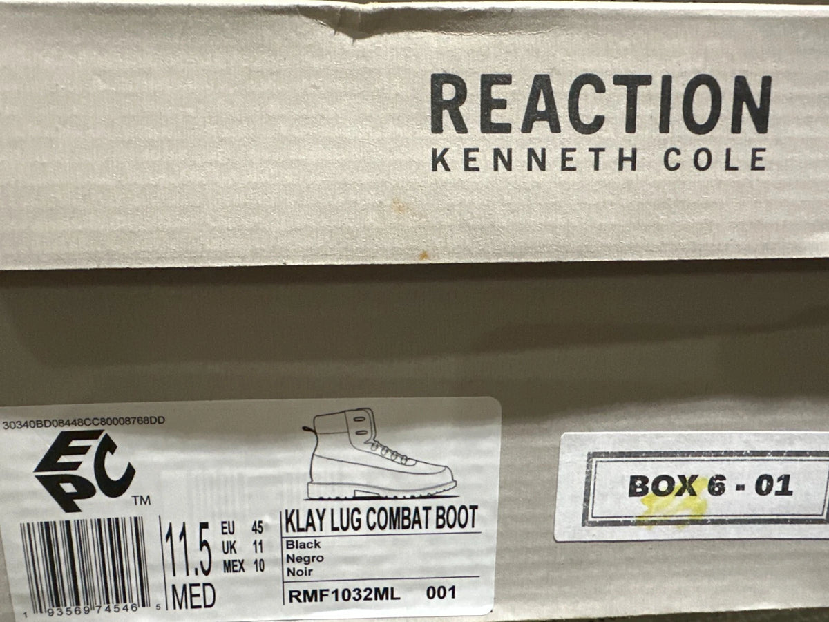 Kenneth Cole REACTION Men's Klay Lug Combat Boot, Black, Size 11.5 M
