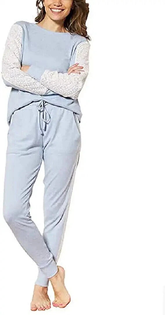Flora Nikrooz Women's 2-Piece Long Sleeve Top/Jogger Pant Lounge Set w/Lace, XL