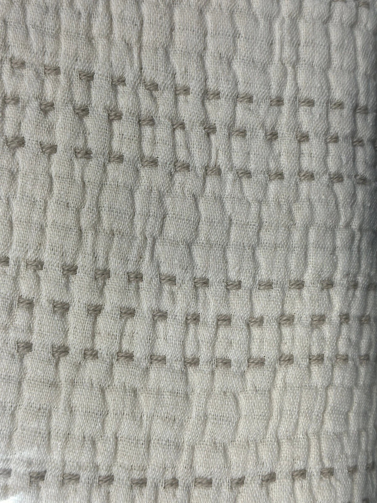 Oake 100% Cotton Super Soft Contrast Stitch Coverlet Queen, Ivory MSRP $200