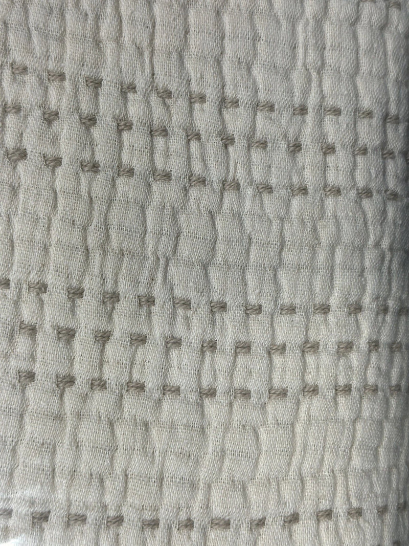 Oake 100% Cotton Super Soft Contrast Stitch Coverlet Queen, Ivory MSRP $200