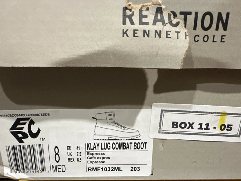 Kenneth Cole REACTION Men's Klay Lug Combat Boot -Espresso - Size 8 M