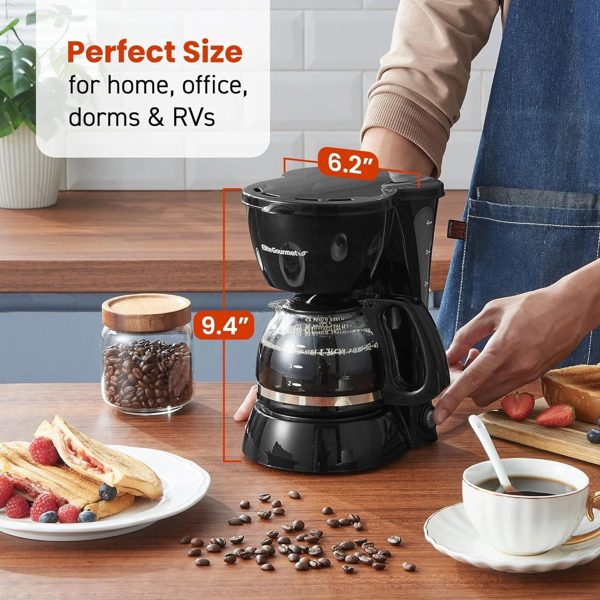 Elite Gourmet EHC4128 Automatic 4-Cup Drip Coffee Maker, Black