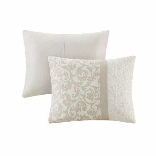 510 Design Embroidered 8 Piece Comforter Set, Neutral, King