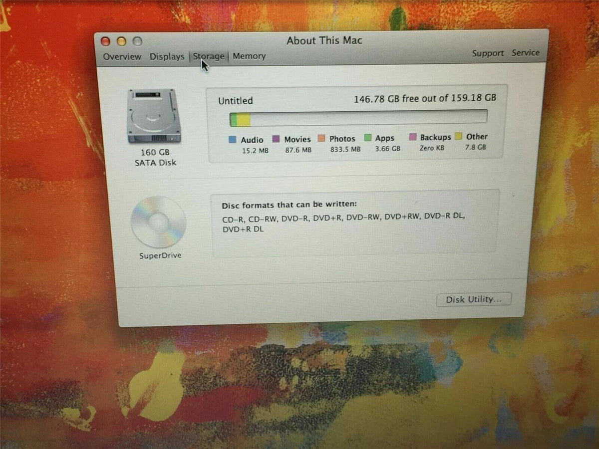 Apple MacBook 2008 A1181 13.3" core 2 Duo 2.4GHz 3GB RAM 160GB HDD + Office