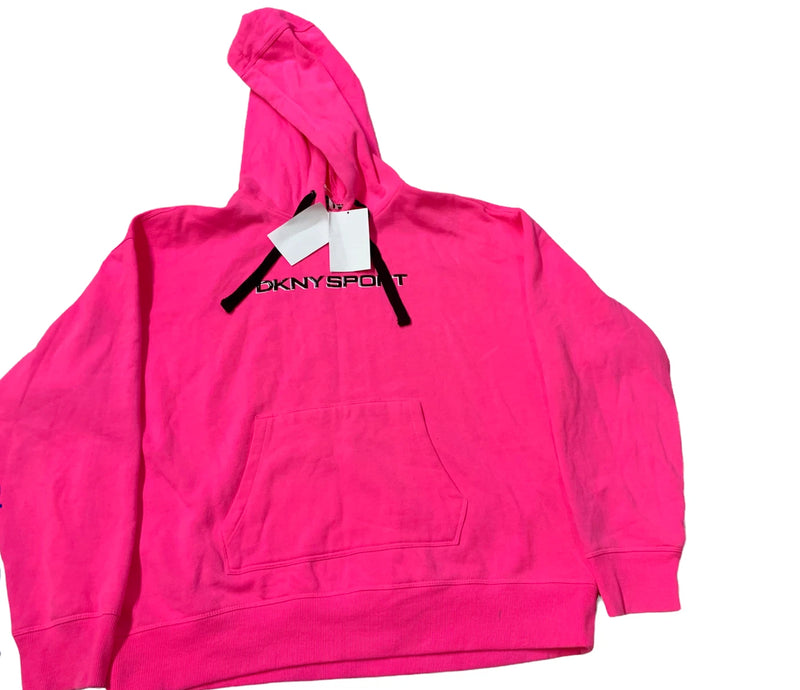 Dkny Sport Ladies Kangaroo Pocket Logo Hoodie, Laser Pink, Size XL