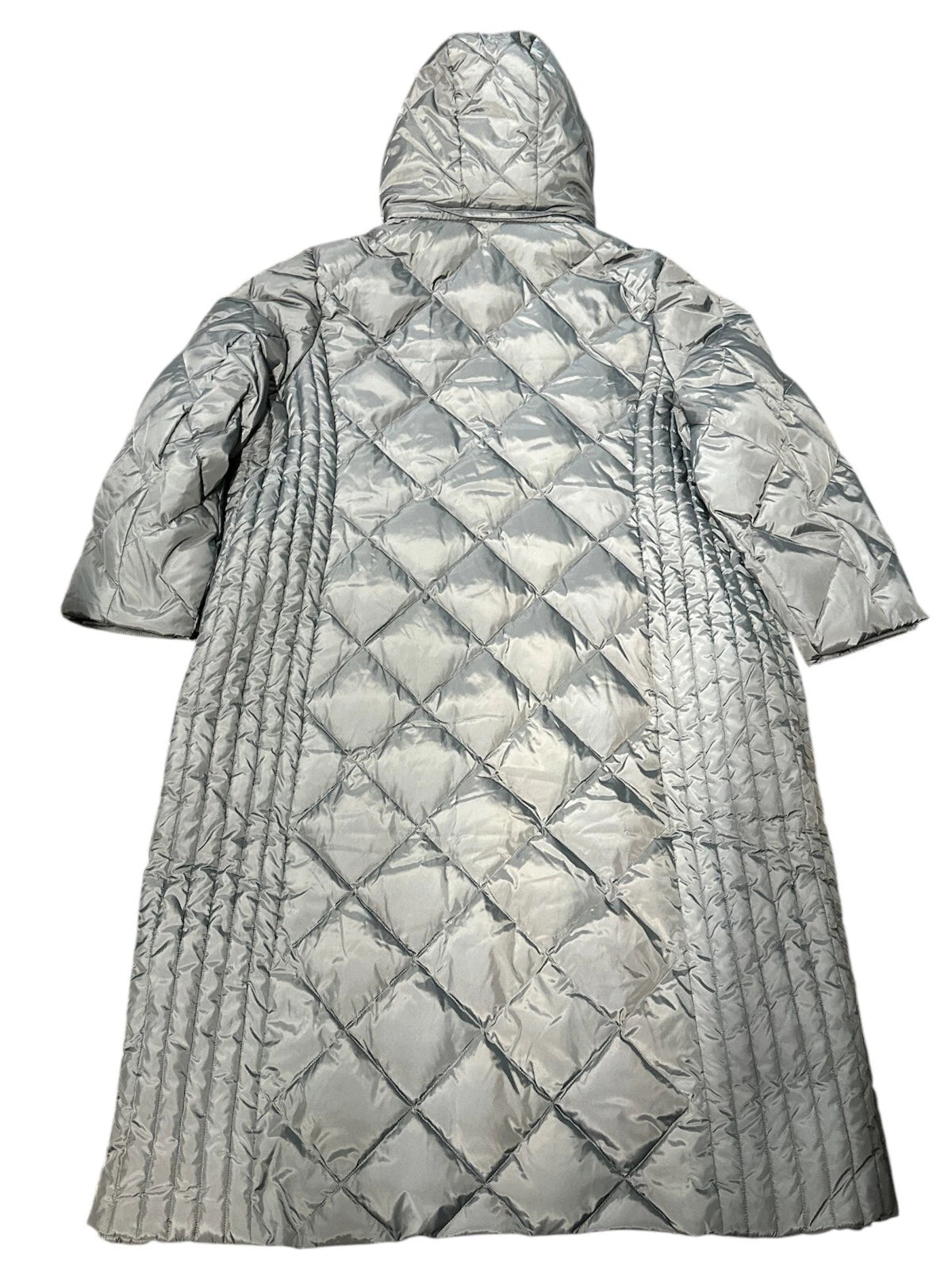 London Fog Women's Diamond Quilted Down Coat with Faux Fur Trim Hood, SLATE, 3X