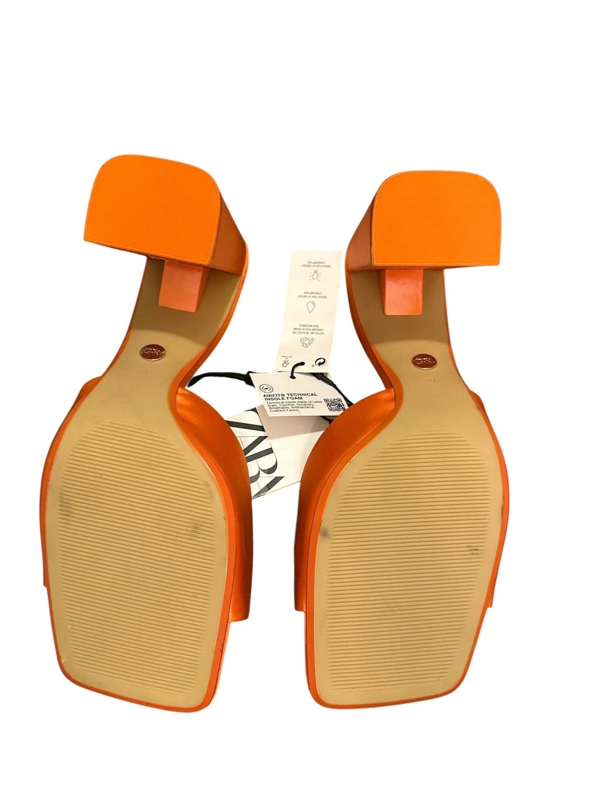 Zara Women Square Toe Heels, Orange Tan, 39-8