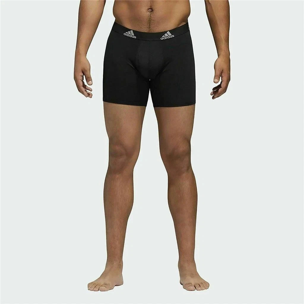 adidas Men's 2 Pack Performance Quick Dry Boxer Brief Underwear, BLACK-GREY, XL