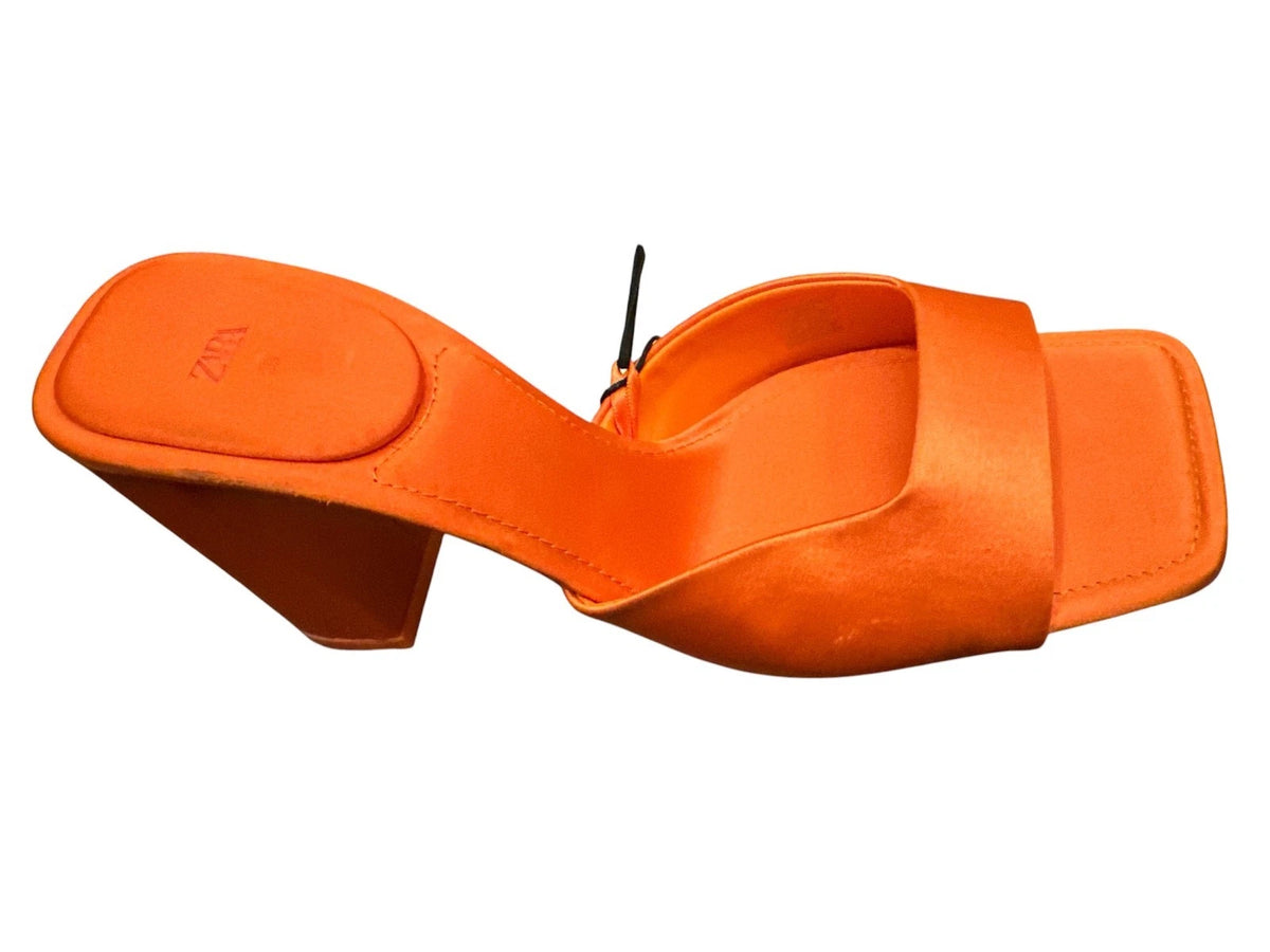 Zara Women Square Toe Heels, Orange Tan, 39-8