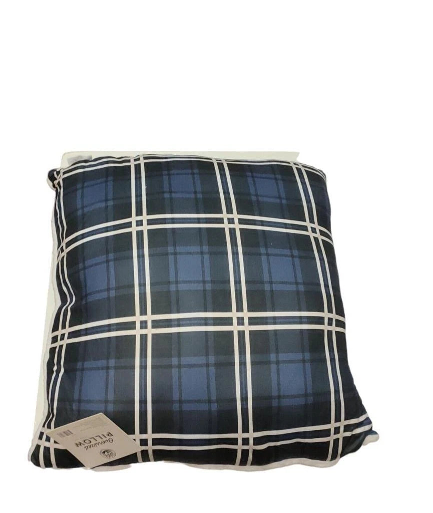 Morgan Home Oversized Reversible Decorative Pillow, Blue Plaid, 24 x 24