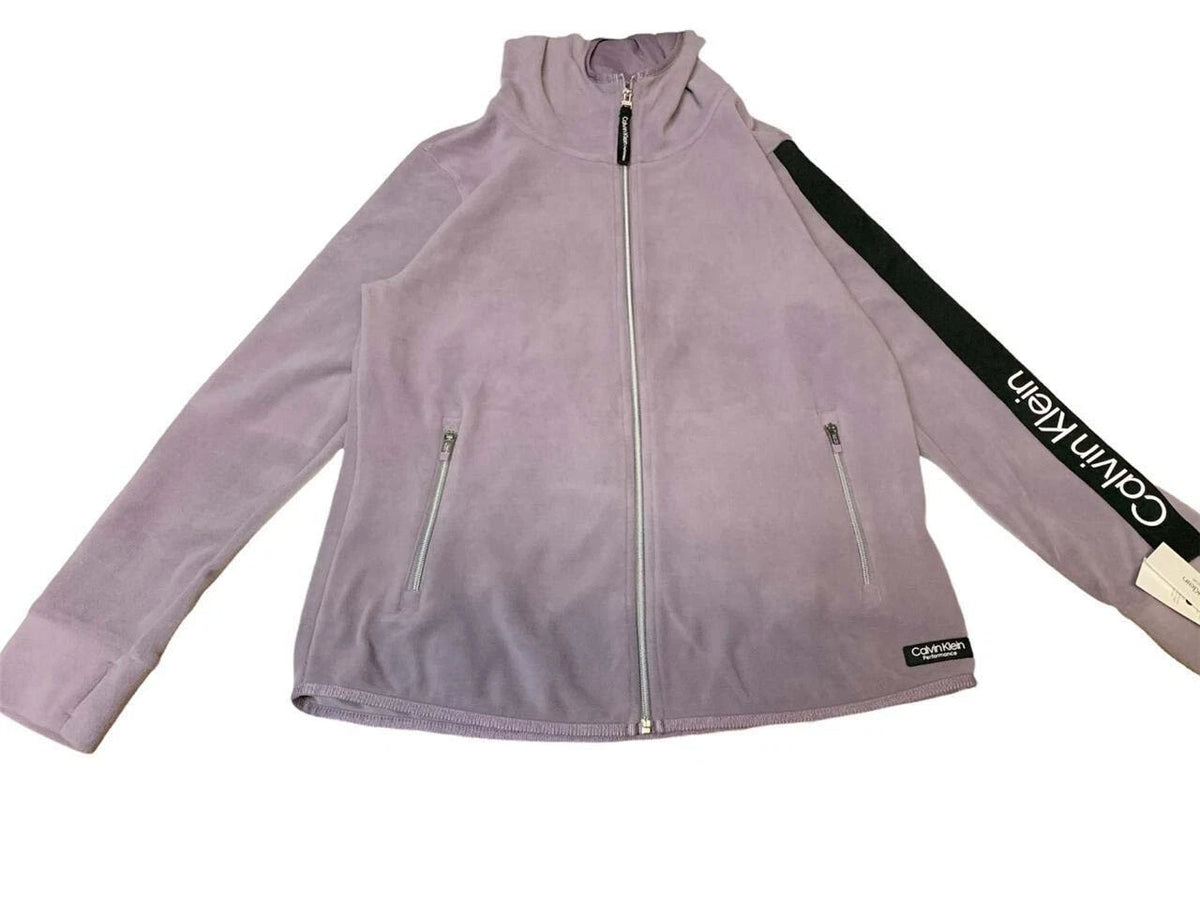 Calvin Klein Performance Women's Logo Tape Zip Front Hoodie, Purple, XL