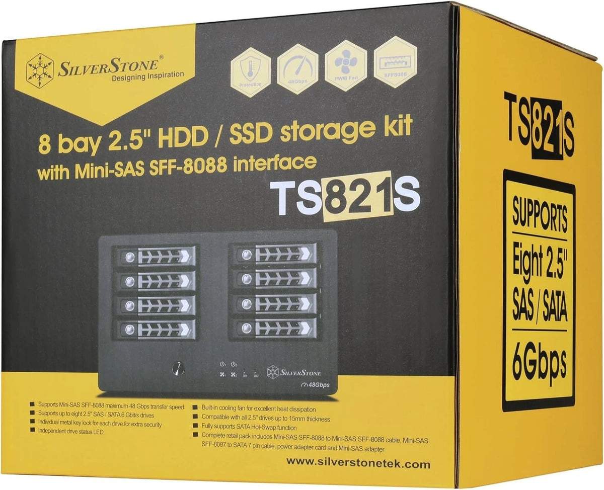 Silverstone TekRL-TS821S 8Bay 2.5"SAS/SATA Hard Drive Enclosure to Mini-SAS-READ