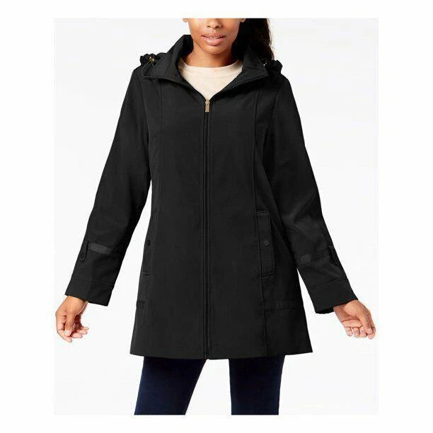 Authentic JONES NY Womens Zippered Hooded Coat, BLACK, PXS MSRP: $180