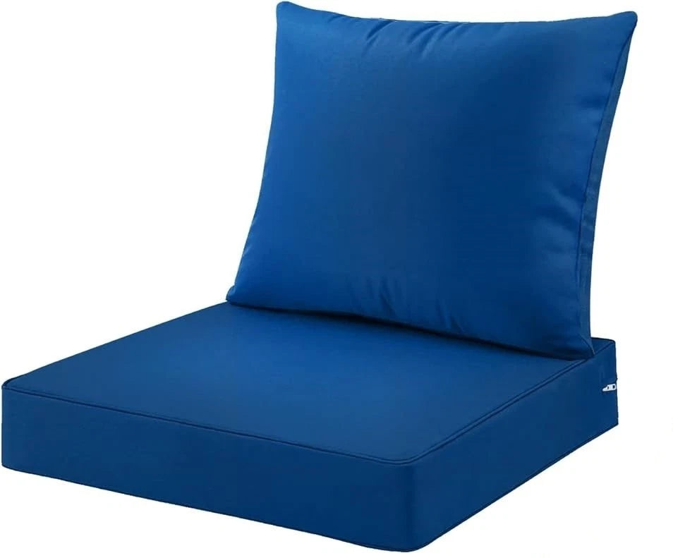 ARTPLAN Outdoor All Weather Chair Cushions Set Deep Seat/Back Outdoor Cushions