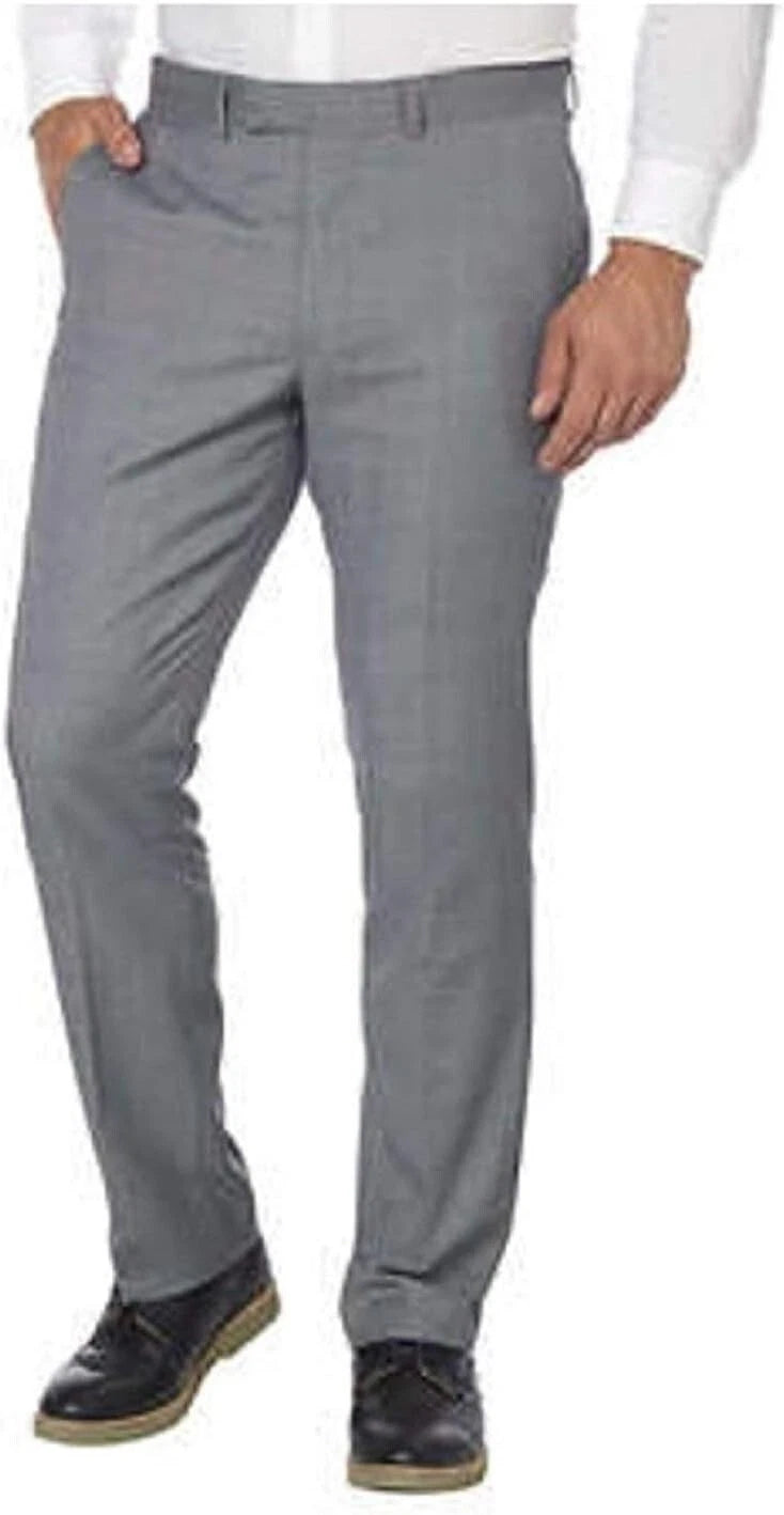 Kenneth Cole Men's Wool Precision Fit Dress Trousers, BLACK-WHITE, 40 X 30